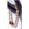 Image 2 : 7.50" Pearl & Carnelian 2 Strand Bracelet