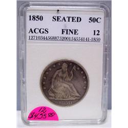 1850 Philadelphia Mint Seated Liberty Half Dollar