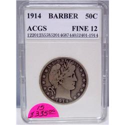 1914 Philadelphia Mint Barber Half Dollar Fine-12