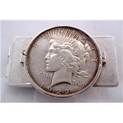 1922 US Peace Silver Dollar Money Clip.