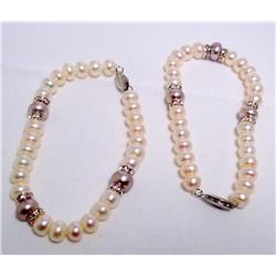 Lot- Two 7.50" Pearl Bracelets
