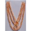 Image 1 : 16" Three Strand Peach Pearl Necklace