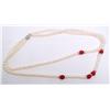 Image 3 : 16" Pearl and Carnelian Double Strand Necklace