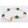 7.50" Pearl, Roundell and  Green Bead Bracelet