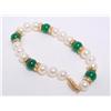 Image 2 : 7.50" Pearl, Roundell and  Green Bead Bracelet