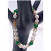 Image 3 : 7.50" Pearl, Roundell and  Green Bead Bracelet