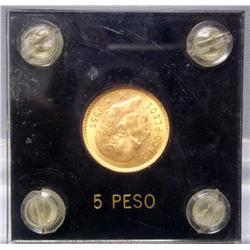 1955 5 Peso Gold Coin In Black Case