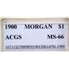 Image 3 : 1900 Philadelphia Mint Morgan Dollar MS-66