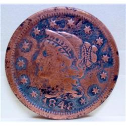 1848 Large One Cent Braided Hair