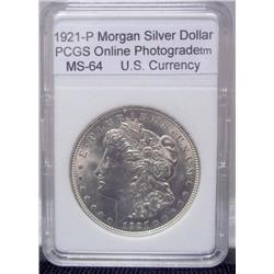 1921-P Morgan Silver Dollar  MS-64