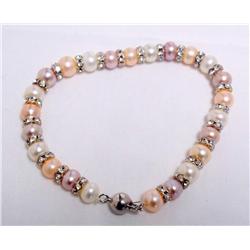8.50" Tri colored Pearl and Roundell Bracelet