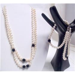 Double Strand Pearl Necklace and Bracelet Set