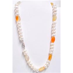 Agate and Pearl Necklace