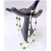 Image 1 : Pearl and Green Bead Necklace and Bracelet Set