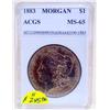 Image 1 : 1883 Philadelphia Mint Morgan Dollar MS-65