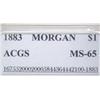 Image 2 : 1883 Philadelphia Mint Morgan Dollar MS-65