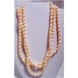 18" Triple Strand Rice Pearl Necklace