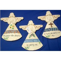 Lot- Angel Wall Plaques: Faith, Hope & Strength