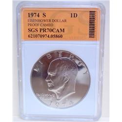 1974-S Eisenhower $1 SGS PR70CAM