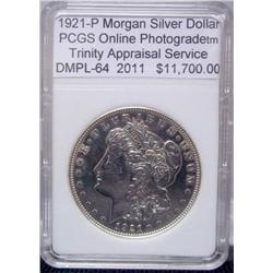 1921 P Morgan Silver Dollar DMPL- 64