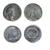 Image 1 : Two silver coins of ancient Rome. Drachm of Caesarea in Cappadocia minted under TIBERIUS (rev: male 