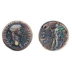 CLAUDIUS, AD 41-54. AE (copper alloy) Sestertius minted at Rome, c. AD 41-50. Obv: Laureate head rig