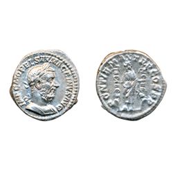 MACRINUS, AD 217-218. Silver Denarius minted at Rome, April to December AD 217. Obv: Laureate and cu