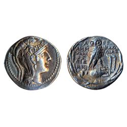 ATHENS. AR Tetradrachm. New Style. C.185-175 BC. (16.6 g). Extra Fine. Ex. Galerie des Monnaies of G