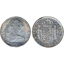 MEXICO. 8 Reales. Charles III. 1785. F.M. KM#106.2. Lustrous Extra Fine; 8 Reales. Charles IIII. KM#