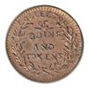 Image 1 : T. Church Token. Bow. 6-21. Copper. Reeded edge. Medium Thick. 8.1 gms. UNC. 60& luster.