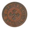 Image 1 : T. Church Token. Bow. 7-24. Copper. Plain edge. Thin. 7.3 gms. AU. Brown.