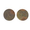Image 1 : T. Church Token. Bow. 8-27. Copper. Plain edge. Medium Thick. 7.0 gms. UNC. 20% luster. Some heavy t