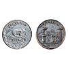 Image 1 : T. Church Token. Bow. 15-49. White metal. Plain edge. Thin. 5.8 gms. AU. (Only one example known to 