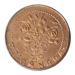 T. Church Token. Bow. 42-47. Copper. Plain edge. Thick. 13.0 gms. UNC. 70% luster.