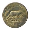 Image 1 : T. Church Token. Bow. 49-52. Brass. Plain edge. Thin. 6.4 gms. AU. 40% luster. Only three examples i