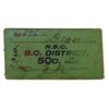 Image 1 : HUDSON’S BAY COMPANY. Card token of the B.C. District. Dease Post. 50 Cents. No Date. Green cardboar
