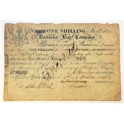 HUDSON’S BAY COMPANY. One Shilling. York Factory Issue. London Date: 1 May, 1845. York Date: 4 Mar,