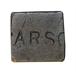 Ralph Parsons (Hudson Strait). Lead token. Small square token, with ‘PARS’ on one side, ‘ARSO’ on th