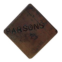Ralph Parsons (Hudson Strait). Copper token. Large square token, with full name ‘PARSONS’ on one sid