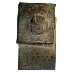 Ralph Parsons (Hudson Strait). Copper token. Very large rectangular token, with name ‘PARSON’ and ‘O