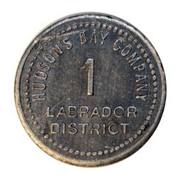 HUDSON’S BAY COMPANY. Labrador District. 1 MB token. Gingras-255. Tin. Uniface. 21mm.