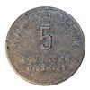 Image 1 : HUDSON’S BAY COMPANY. Labrador District. 5 MB token. Gingras-255a. Reeded border. Tin. Uniface. 25mm