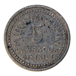 HUDSON’S BAY COMPANY. Labrador District. 5 MB token. Gingras-255f. A rare type from a different die 