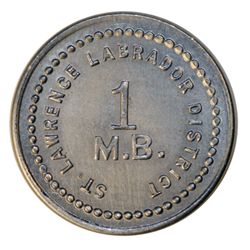 HUDSON’S BAY COMPANY. St. Lawrence Labrador District. 1 MB token. Gingras-260. Alum. Small lettering