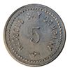 Image 1 : HUDSON’S BAY COMPANY. St. Lawrence Labrador District. 5 MB token. Gingras-260a. Alum. Small letterin