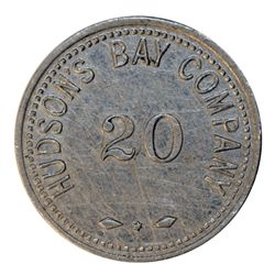 HUDSON’S BAY COMPANY. St. Lawrence Labrador District. 20 MB token. Gingras-260g. Alum. Large letteri