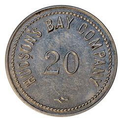 HUDSON’S BAY COMPANY. St. Lawrence Labrador District. 20 MB token. Gingras-260c. Alum. Small letteri