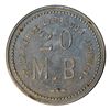 Image 2 : HUDSON’S BAY COMPANY. St. Lawrence Labrador District. 20 MB token. Gingras-260c. Alum. Small letteri
