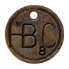 Image 1 : Attributed to the Hudson’s Bay Company. Uniface incused brass disc., holed. W/HB C/8. 25mm. As above