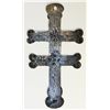Image 1 : NORTH AMERICAN INDIAN TRADE SILVER CROSS. A Double Bar Lorraine silver Trade Cross. 90mm x 49mm. Hol